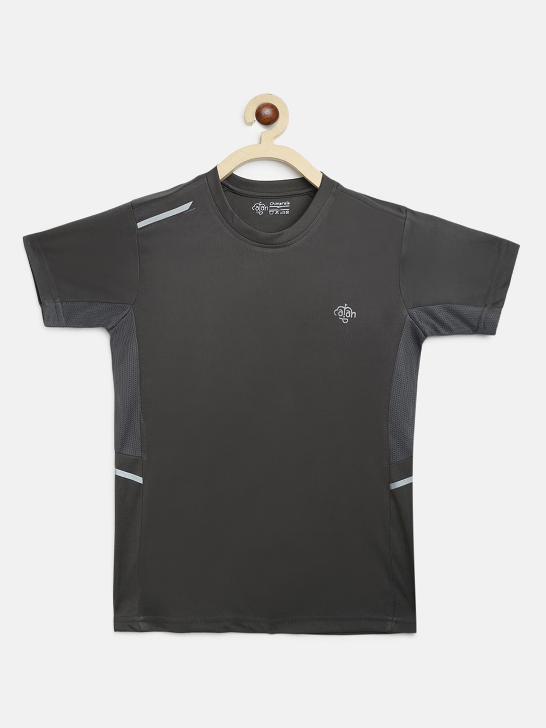 CHIMPRALA Boys Charcoal Solid Round Neck Sports T-shirt