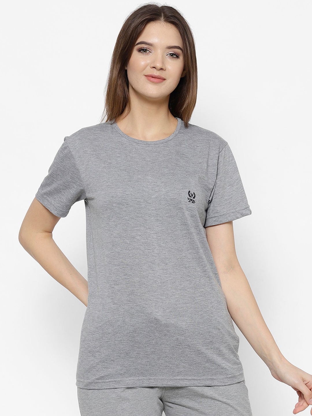 

VIMAL JONNEY Women Grey Cotton Blend Night Suit
