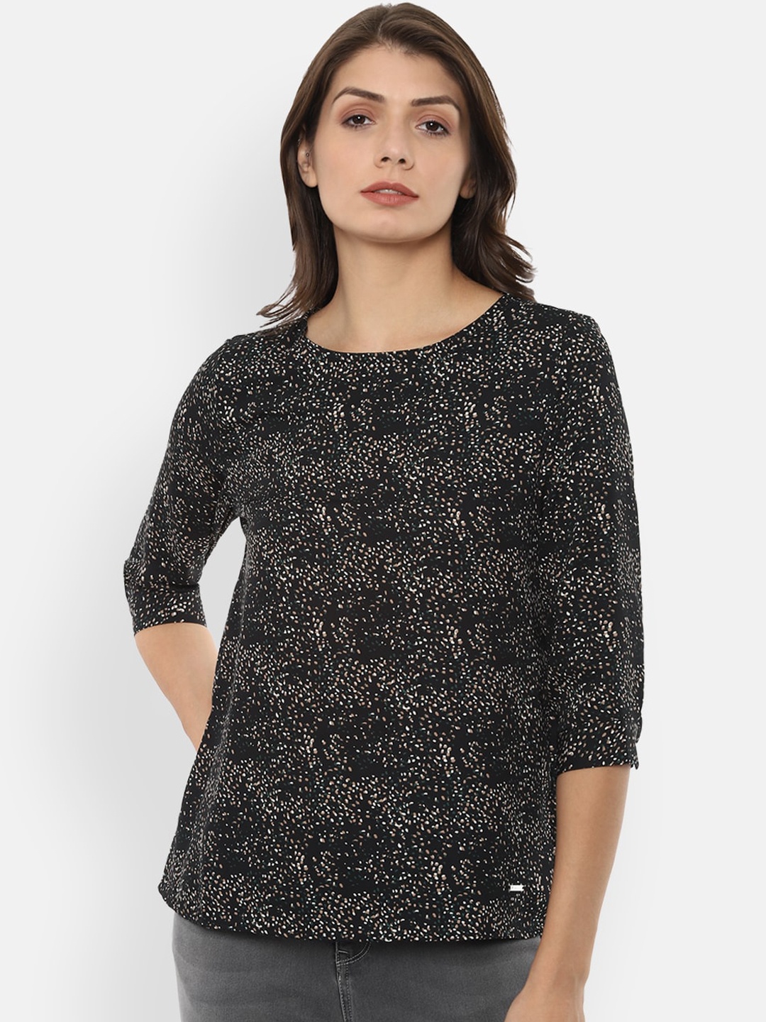 

Van Heusen Woman Black Printed A-Line Top