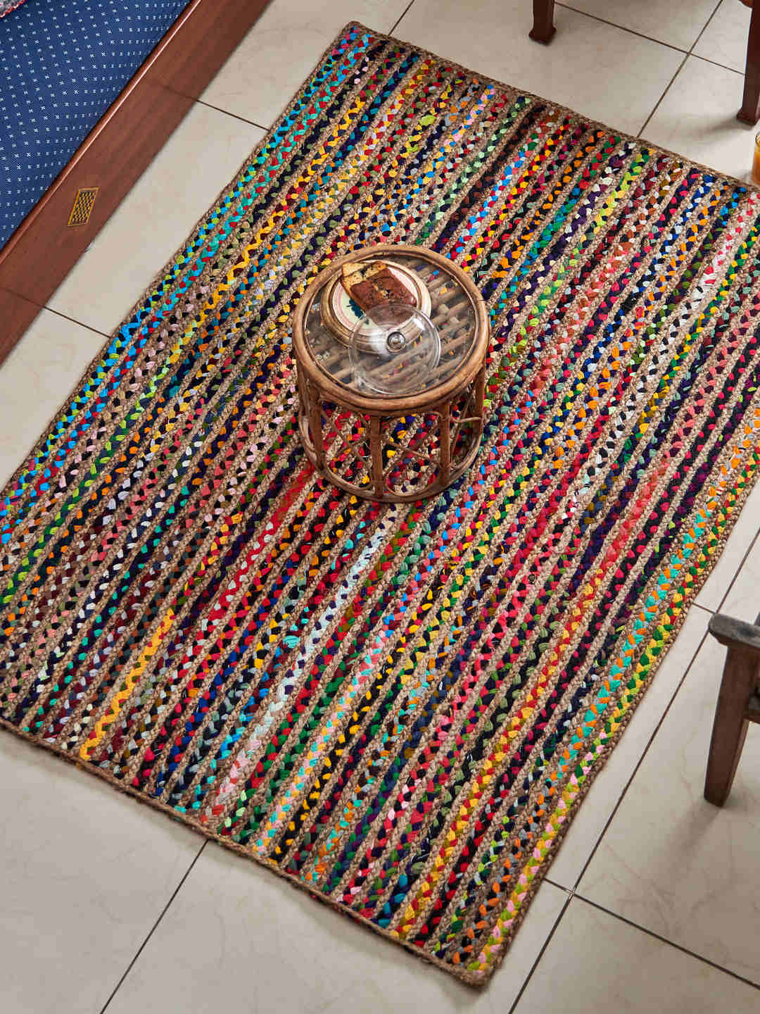

Chumbak Multicoloured Self-Design Jute Floor Mat, Multi