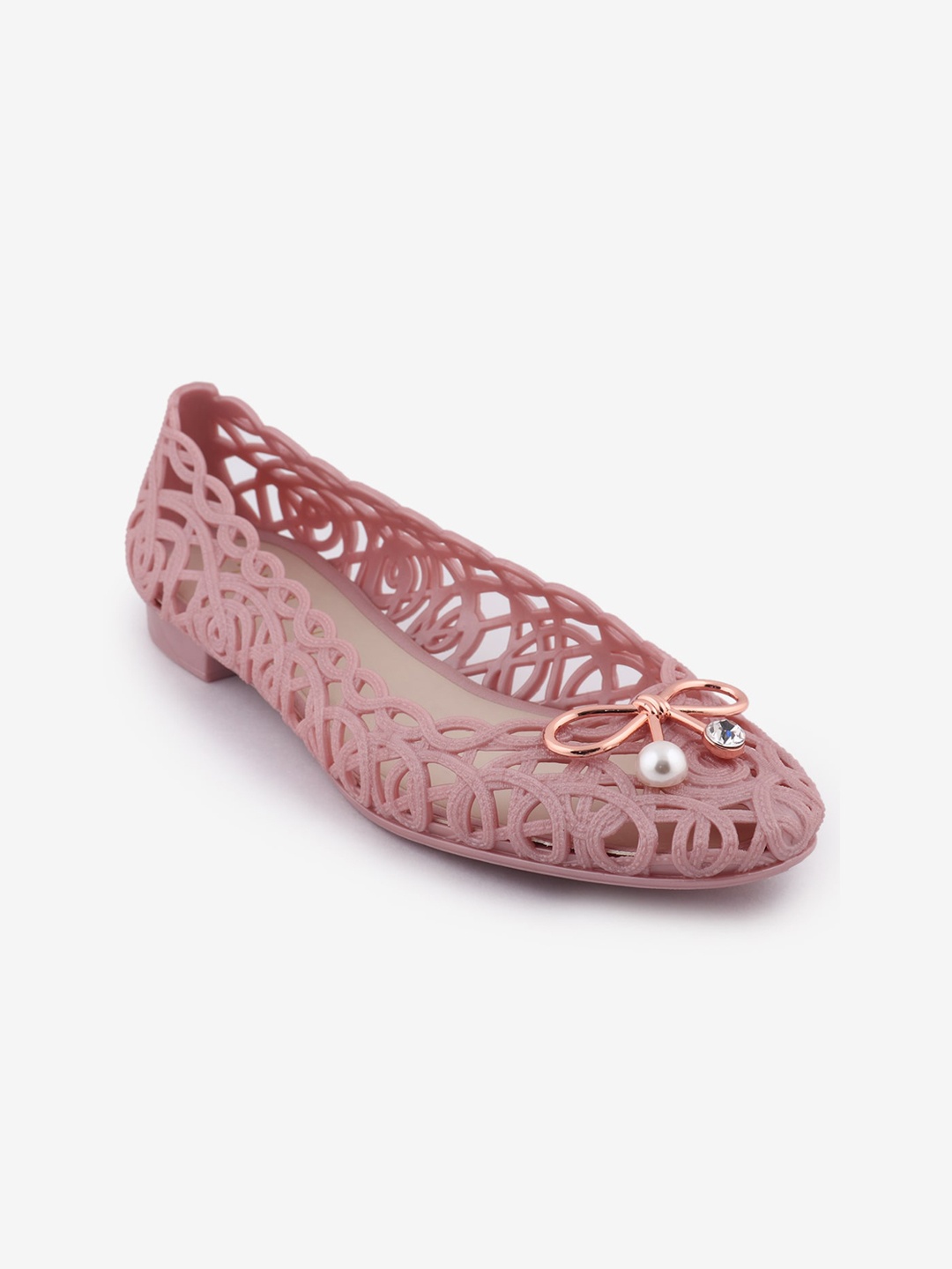 

Jelly Bunny Women Textured Ballerinas With Bow, Pink