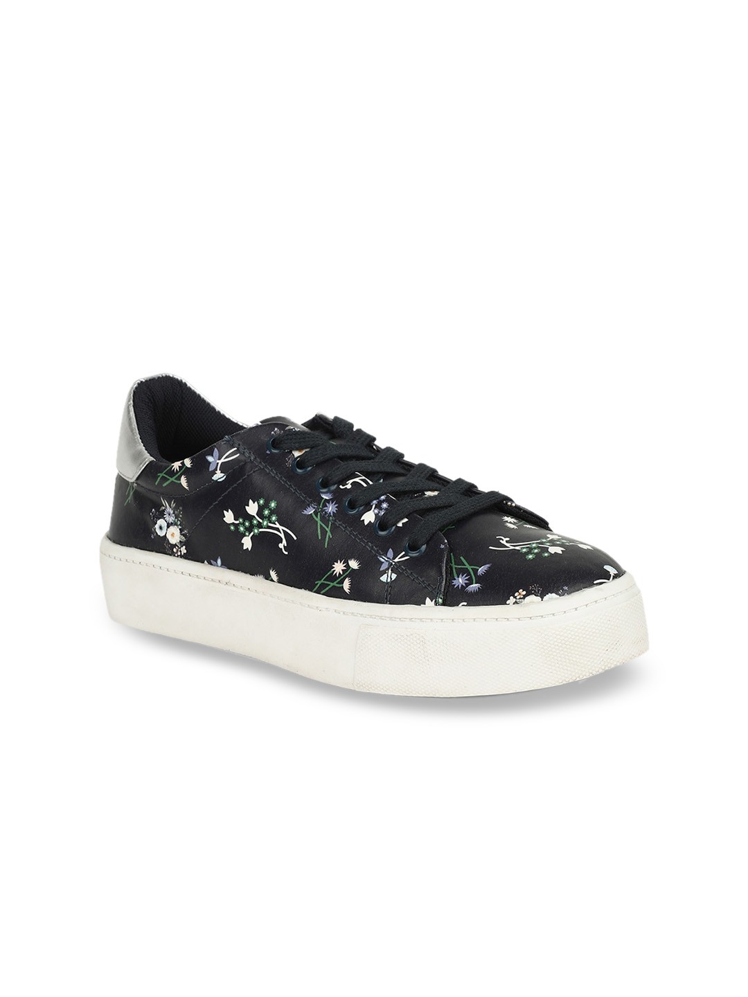 

Bata Women Black Printed PU Sneakers Casual Shoes