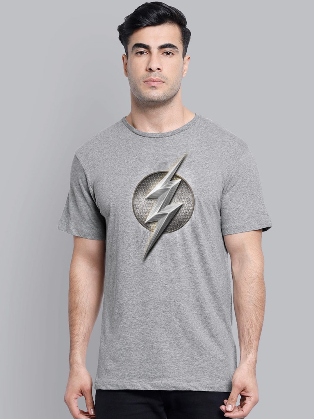 

Free Authority Men Grey Flash Printed Round Neck T-shirt