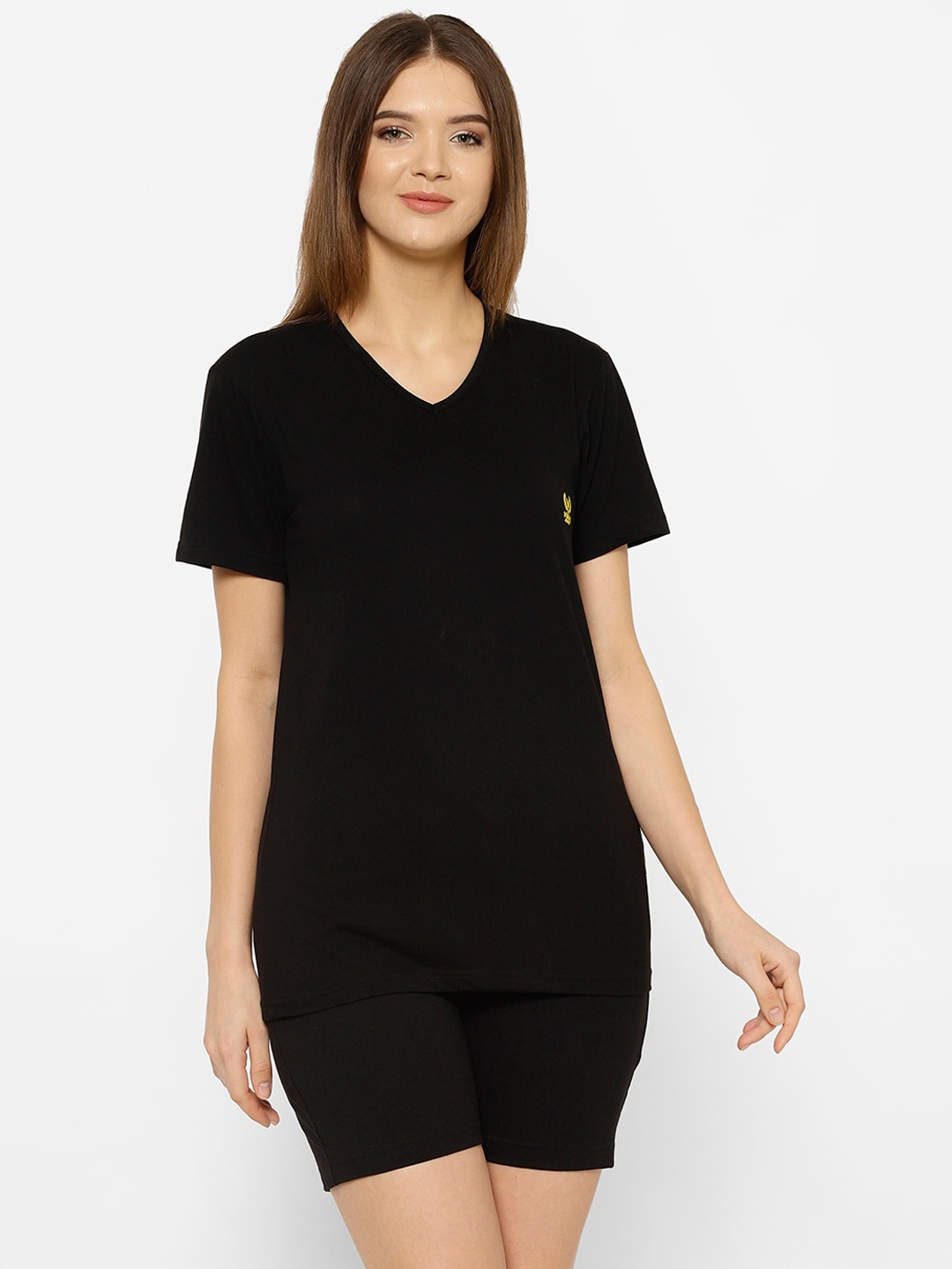 

VIMAL JONNEY Women Black Solid Night suit