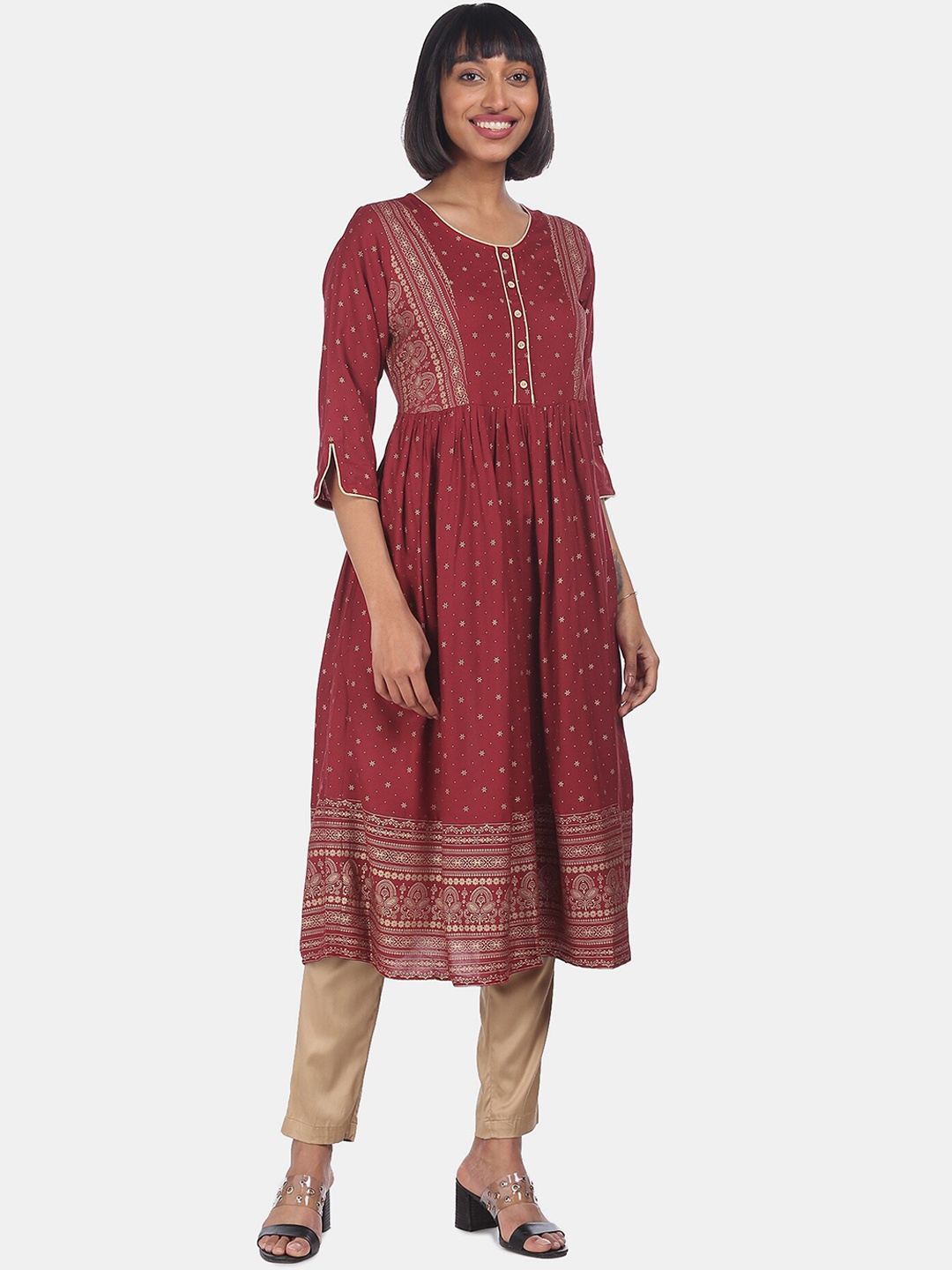 

Anahi Women Maroon Ethnic Motifs Printed Anarkali Kurta