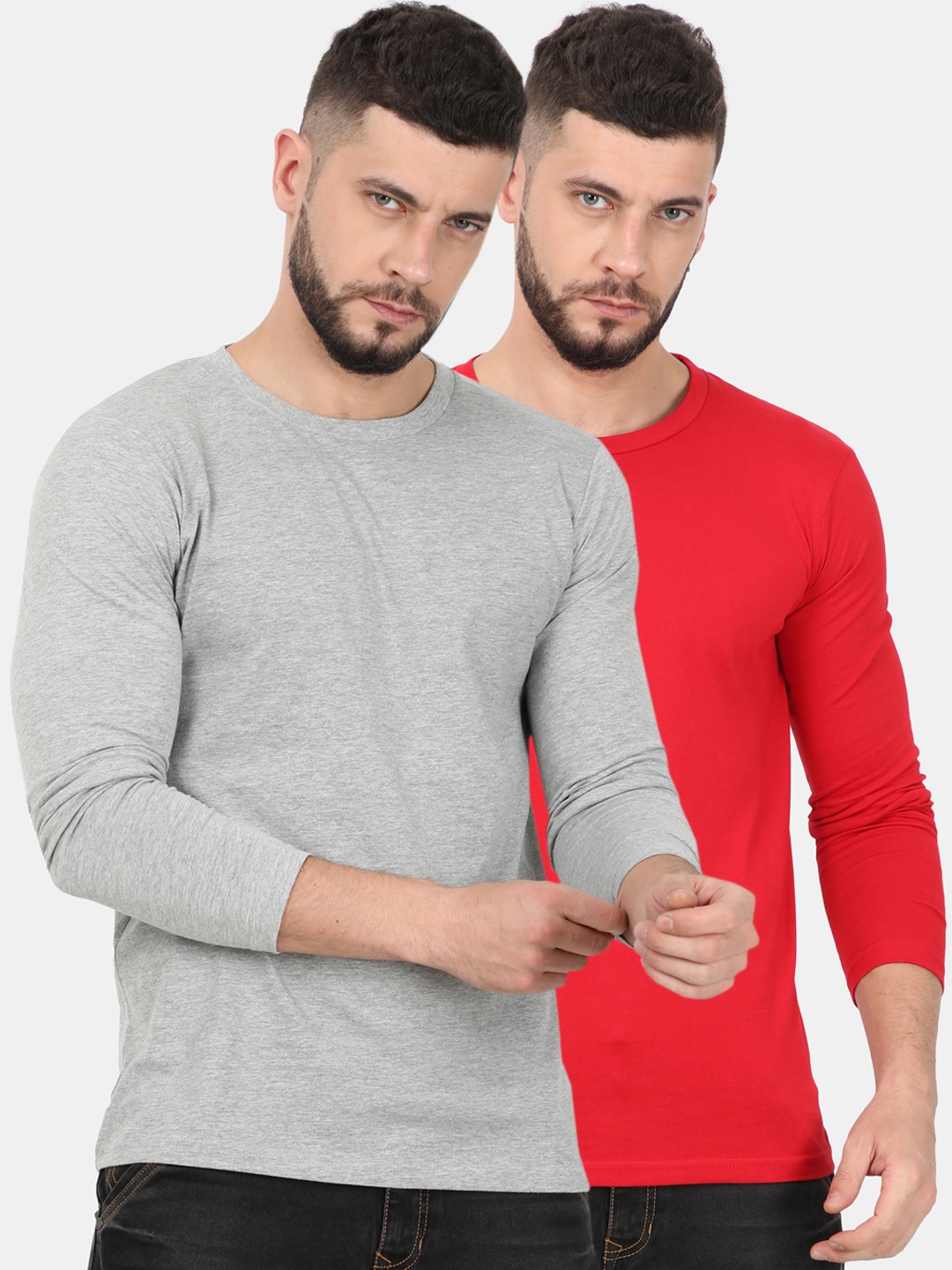 

Masculino Latino Men Pack Of 2 Assorted Solid Round Neck T-shirts