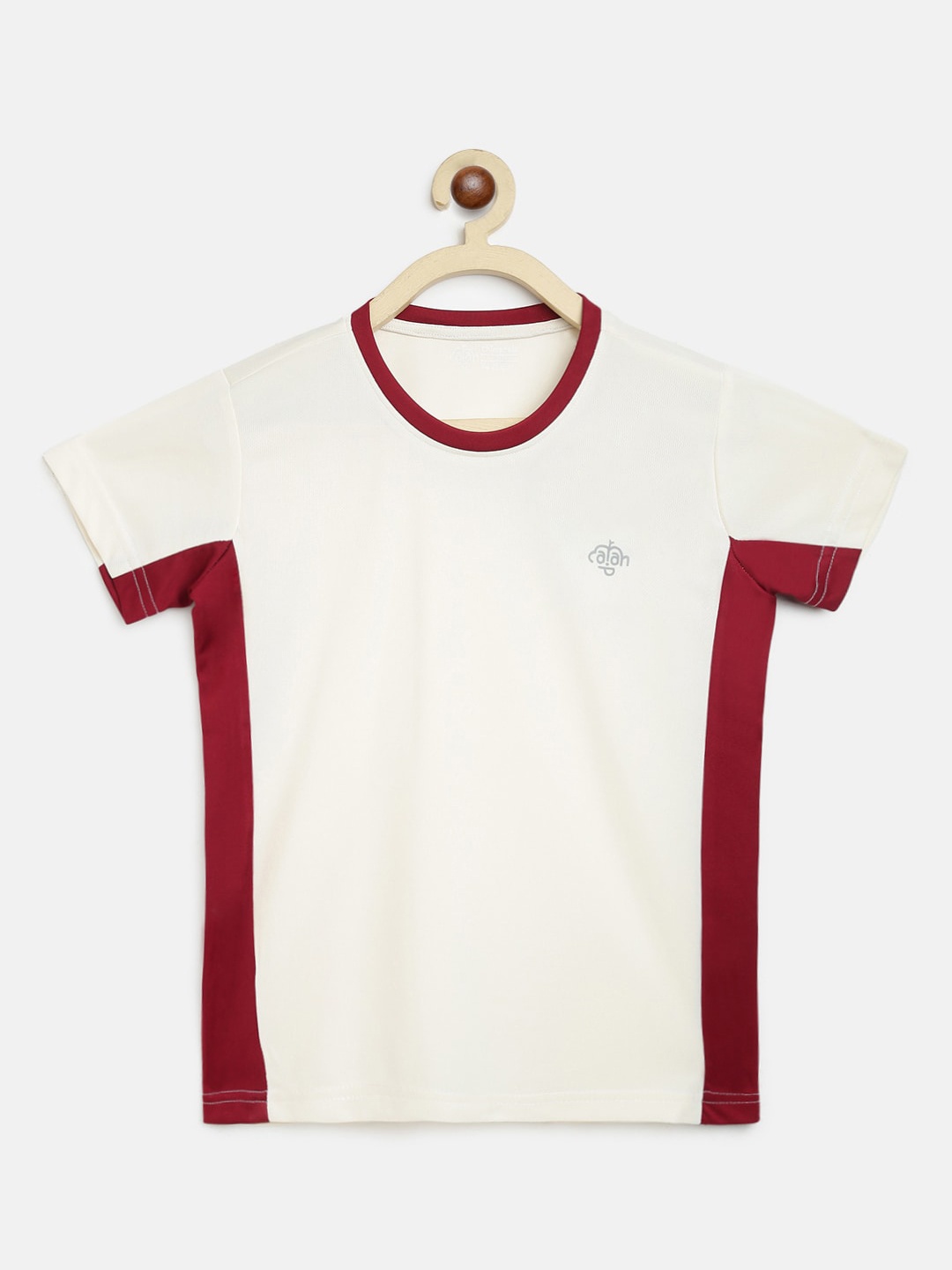 

CHIMPRALA Boys Off-White Solid Round Neck Sports T-shirt