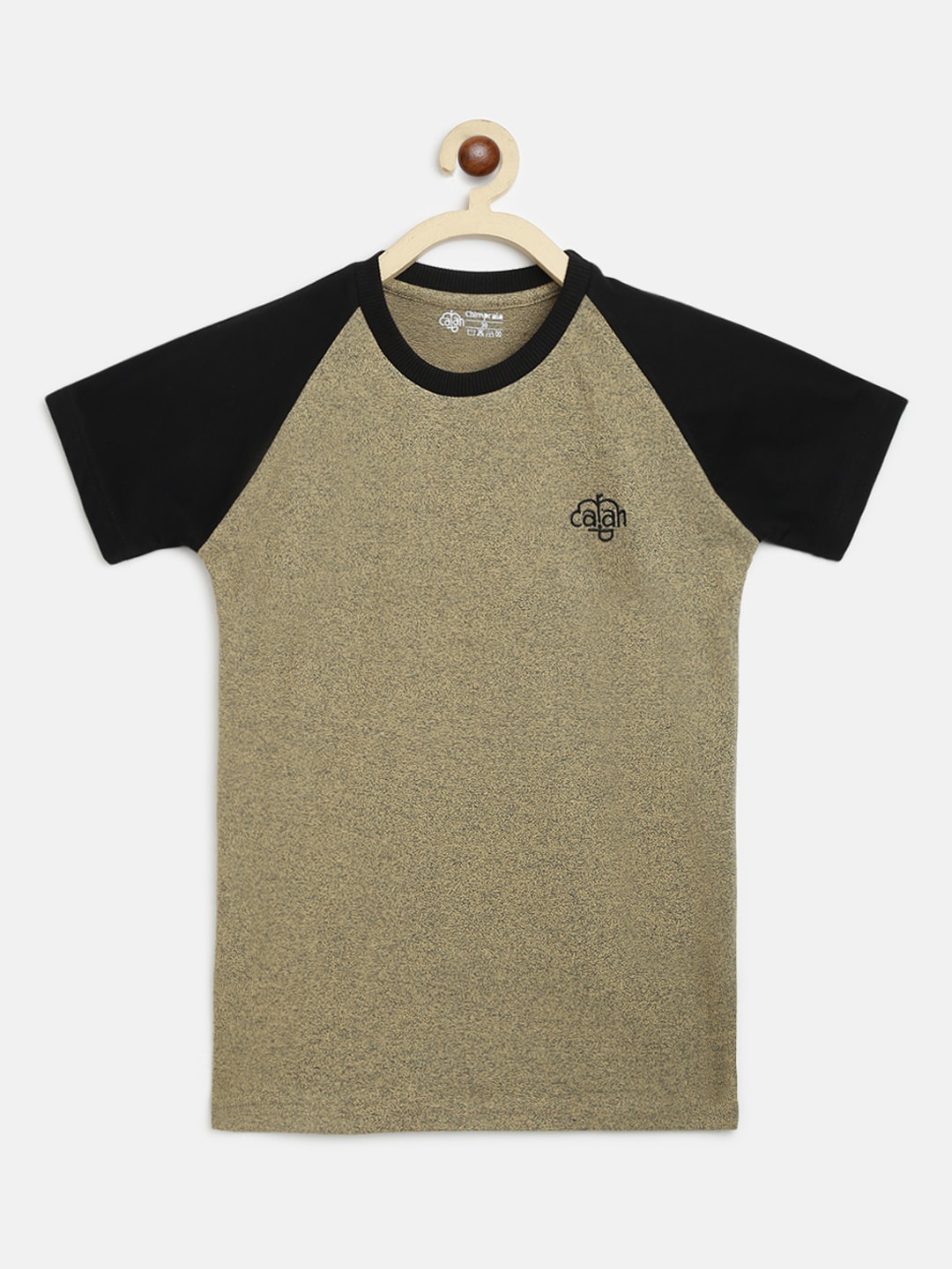 

CHIMPRALA Boys Beige Solid Cotton Round Neck Sports T-shirt