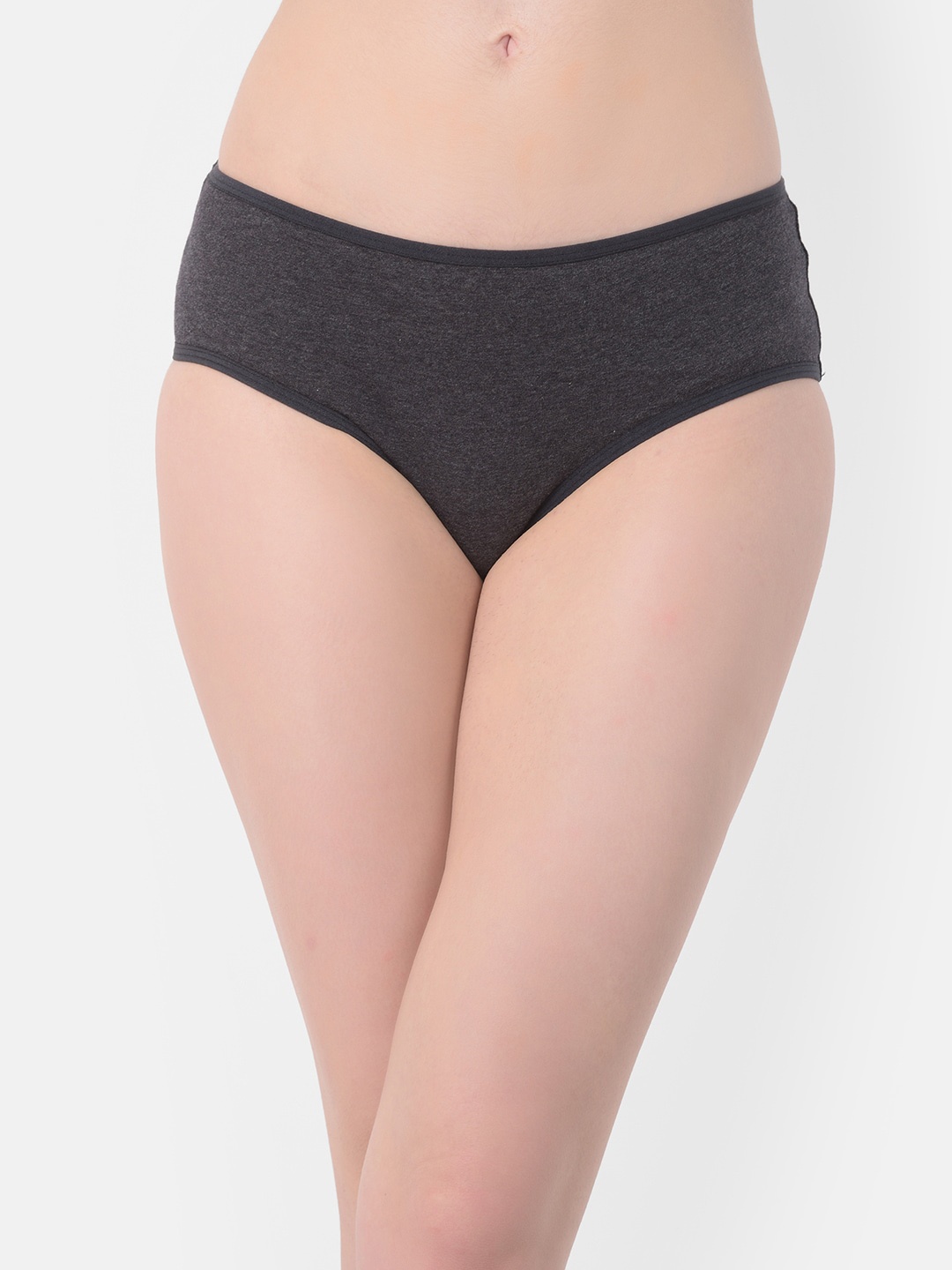 

Clovia Women Charcoal Grey & Yellow Printed Back Hipster Briefs PN3297Q013XL