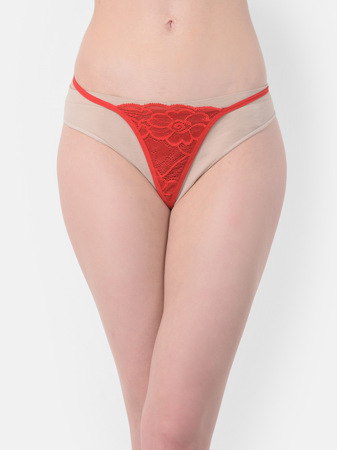 

Clovia Women Red Self-Design Lace G-String Thongs PN3245P043XL