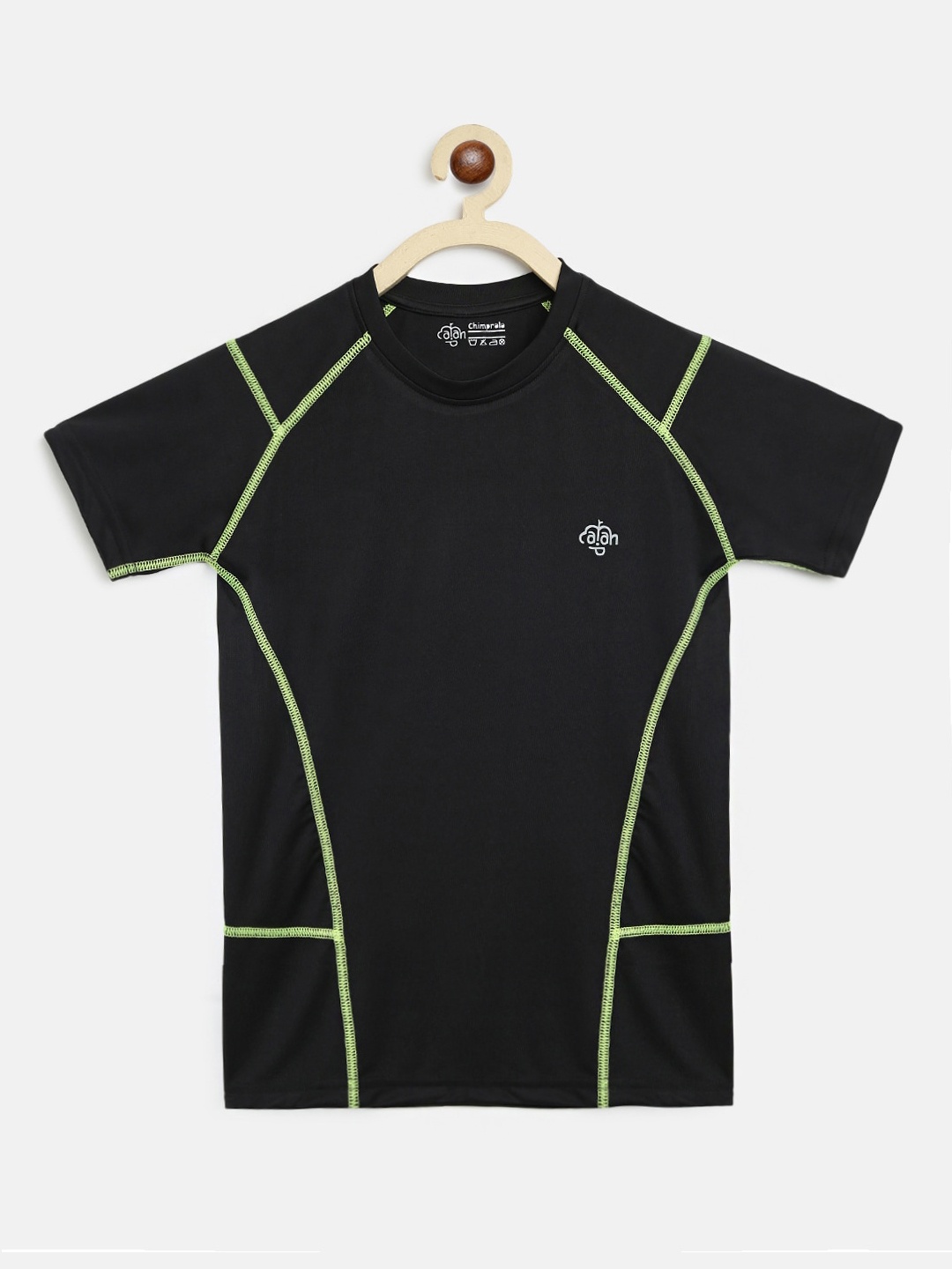 

CHIMPRALA Boys Black Solid Round Neck Sports T-shirt