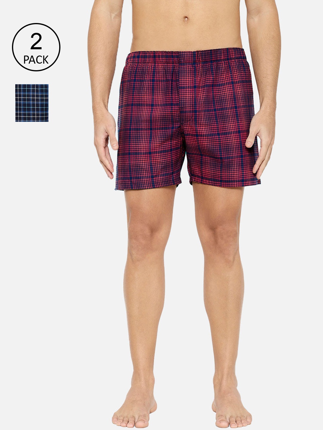 

XYXX Men Pack Of 2 Checked Boxers XYBOX2PCKN173, Red