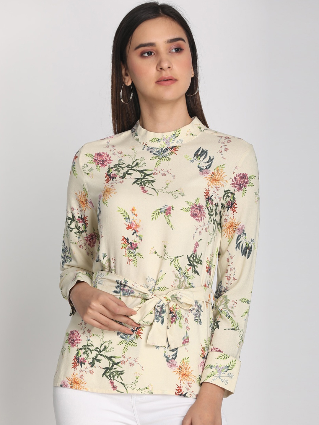 

PReT me Beige Floral Printed Regular Top