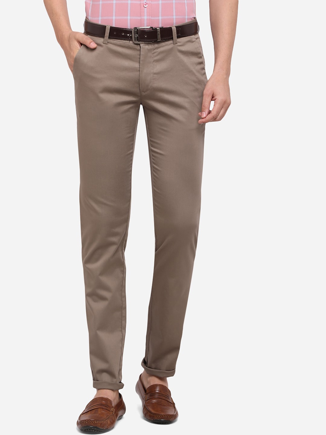 

Greenfibre Men Beige Slim Fit Solid Regular Trousers