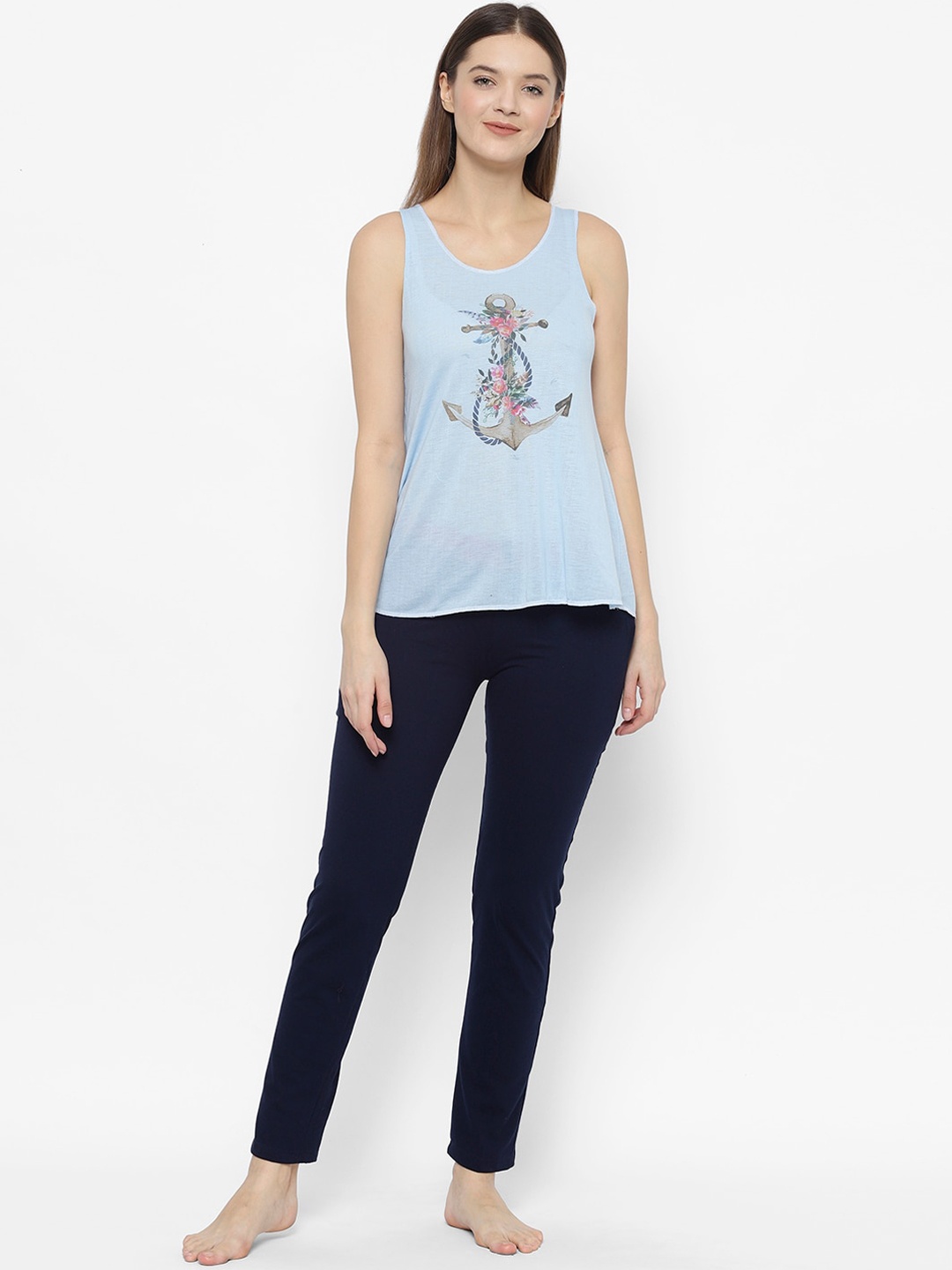 

VIMAL JONNEY Women Blue & Pink Printed Night suit