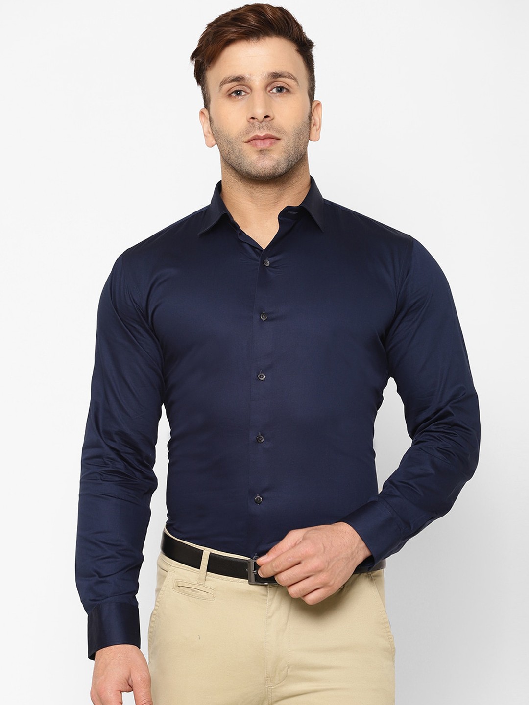

EPPE Men Navy Blue Slim Fit Solid Casual Shirt