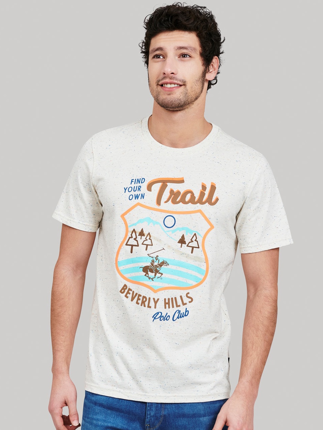 

Beverly Hills Polo Club Men White Printed Cotton Round Neck T-shirt