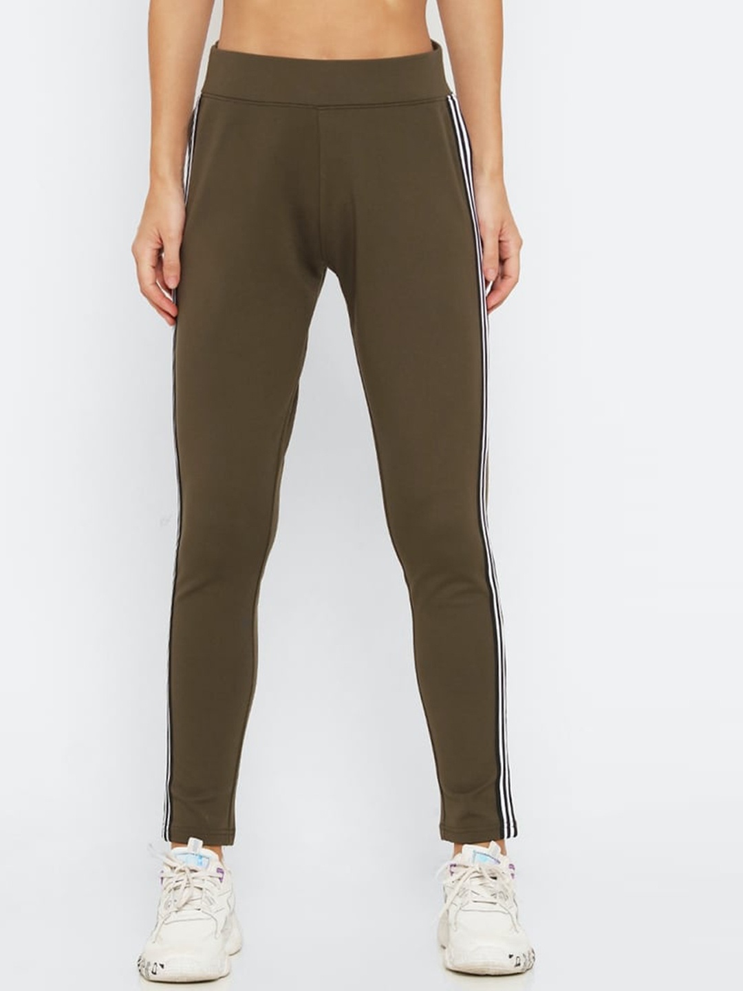 

FOREVER 21 Women Olive Green Solid Classic Knit Leggings