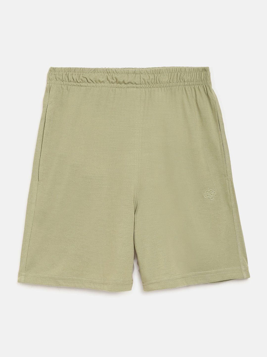 

CHIMPRALA Boys Olive Green Solid Cotton Regular Shorts