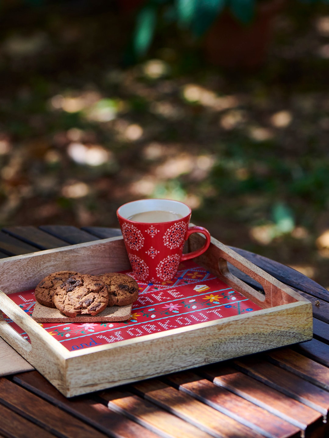 

Chumbak Red & Brown Message From Santa Printed Mango Wood Tray
