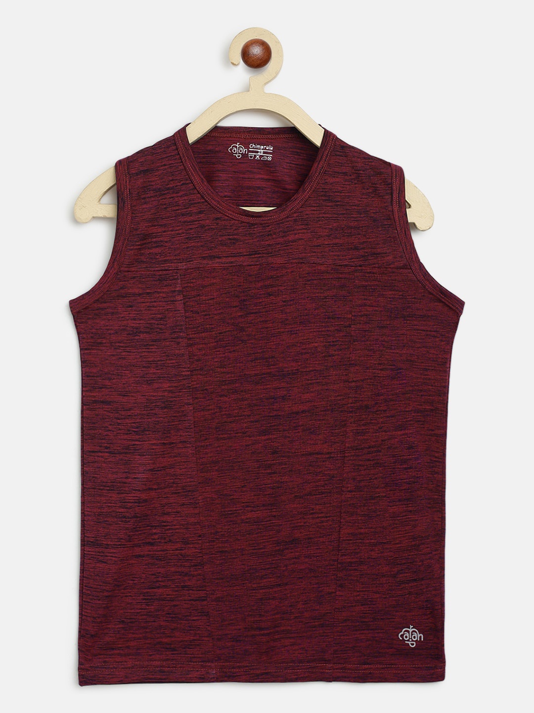 

CHIMPRALA Boys Maroon Self Design Round Neck Sleeveless Vest Sports T-shirt