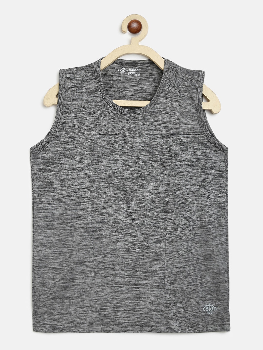 

CHIMPRALA Boys Grey Self Design Round Neck Sleeveless Vest Sports T-shirt