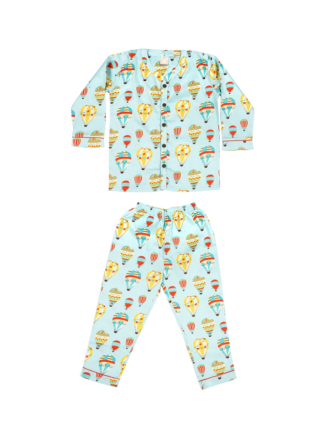 

CASA DE NEE NEE Unisex Kids Blue & Orange Printed Night suit