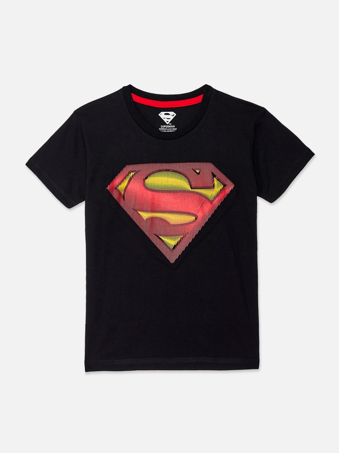 

Kids Ville Boys Black Superman Printed Round Neck Cotton Pure Cotton T-shirt