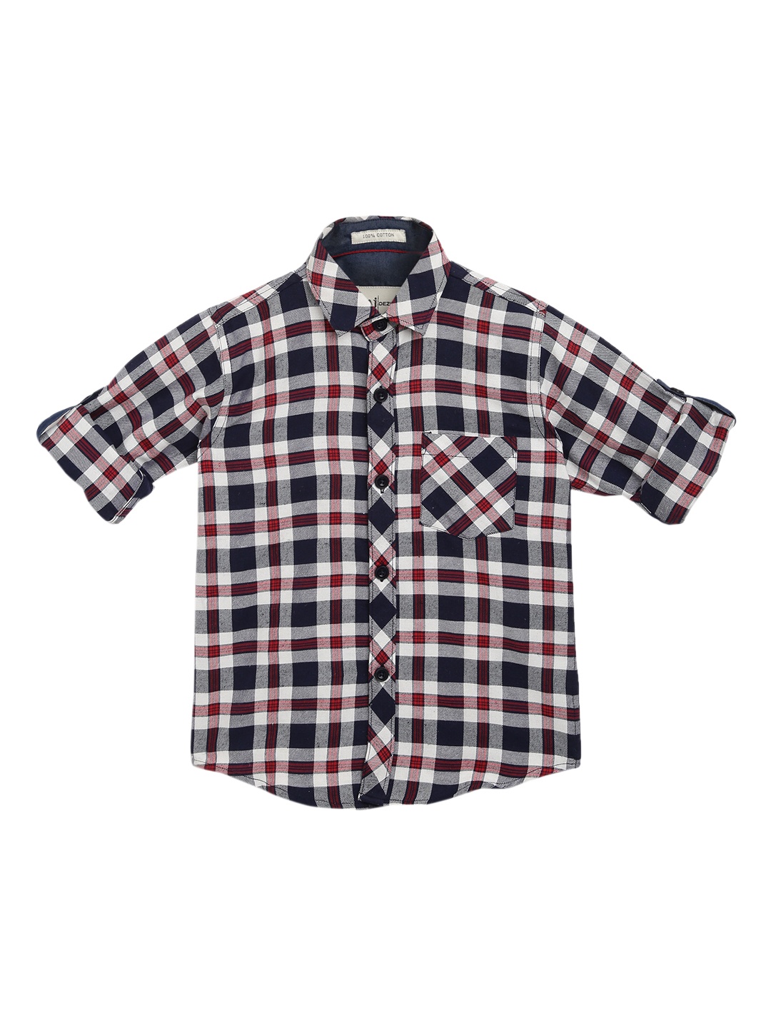 

Aj DEZInES Boys White & Black Regular Fit Checked Casual Shirt