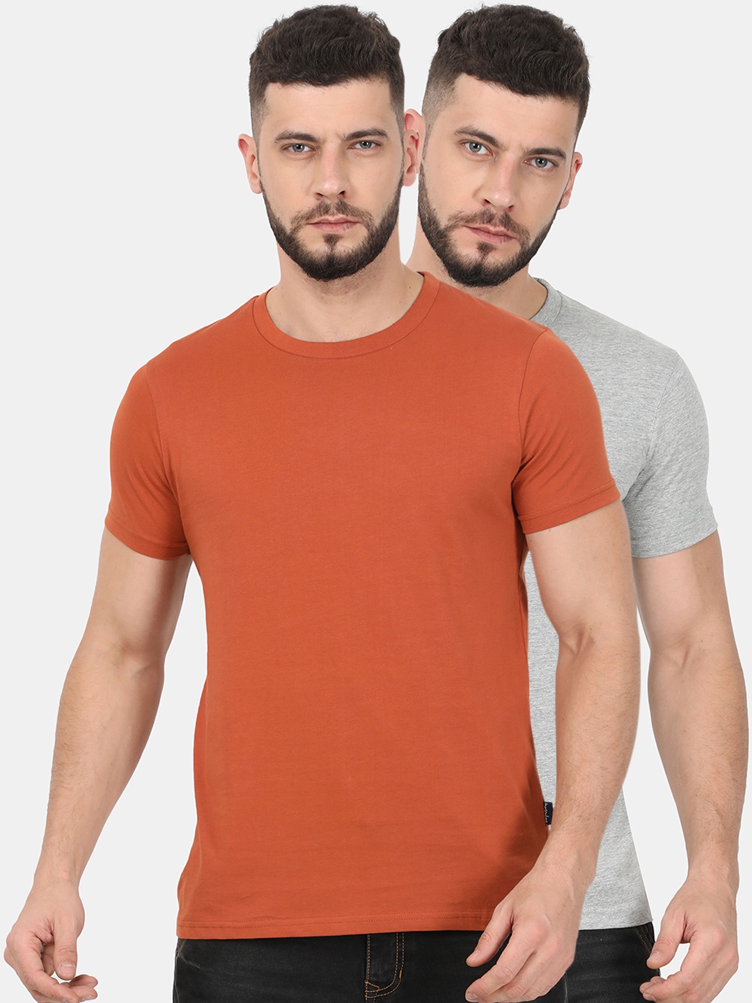 

Masculino Latino Pack of 2 Men Assorted Solid Round Neck T-shirt