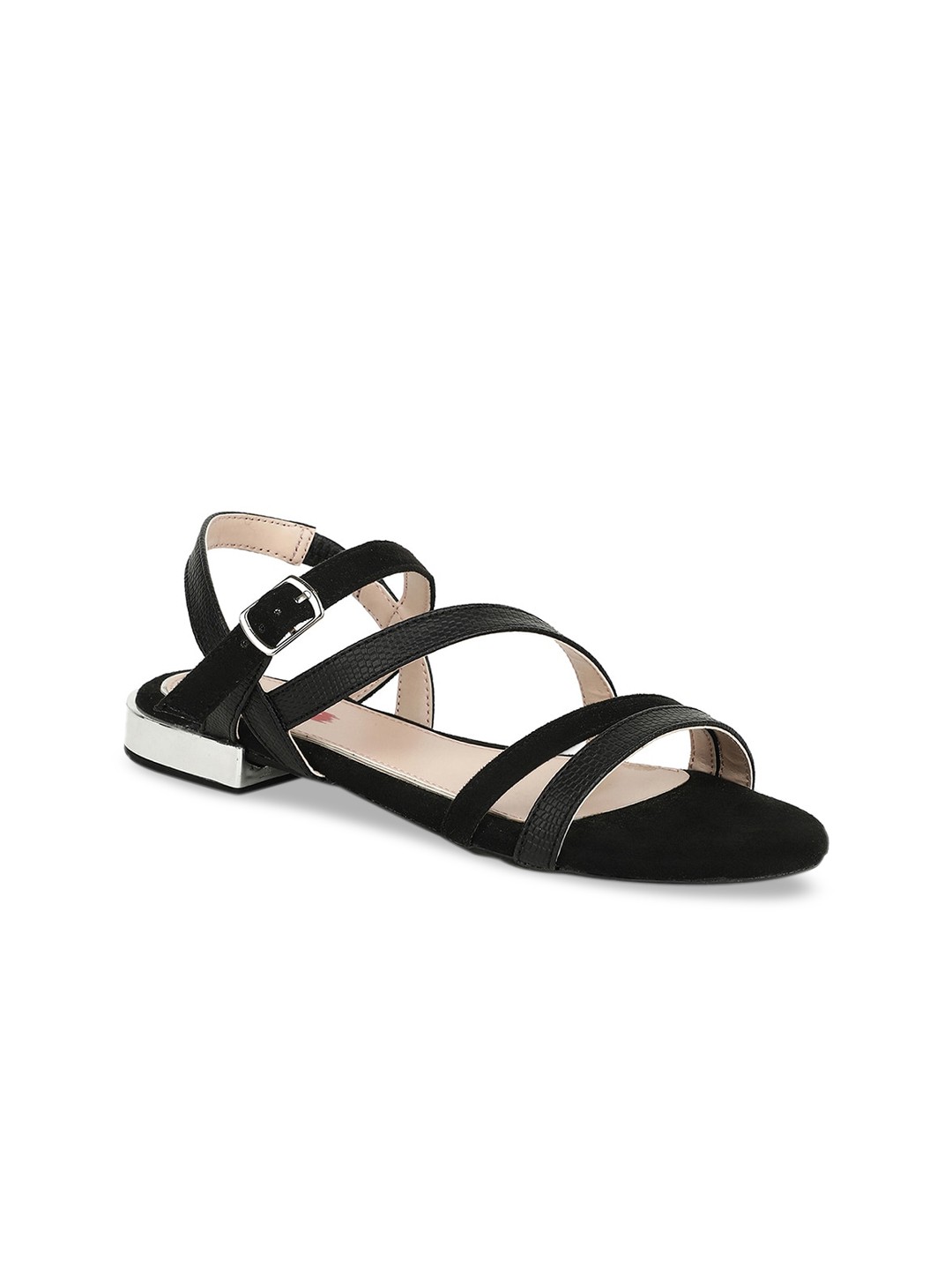 

Bata Women Black Solid PU Open Toe Flats