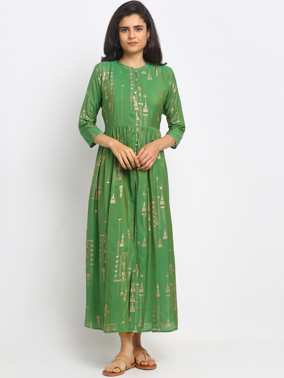 

VAABA Women Green Anarkali Kurta
