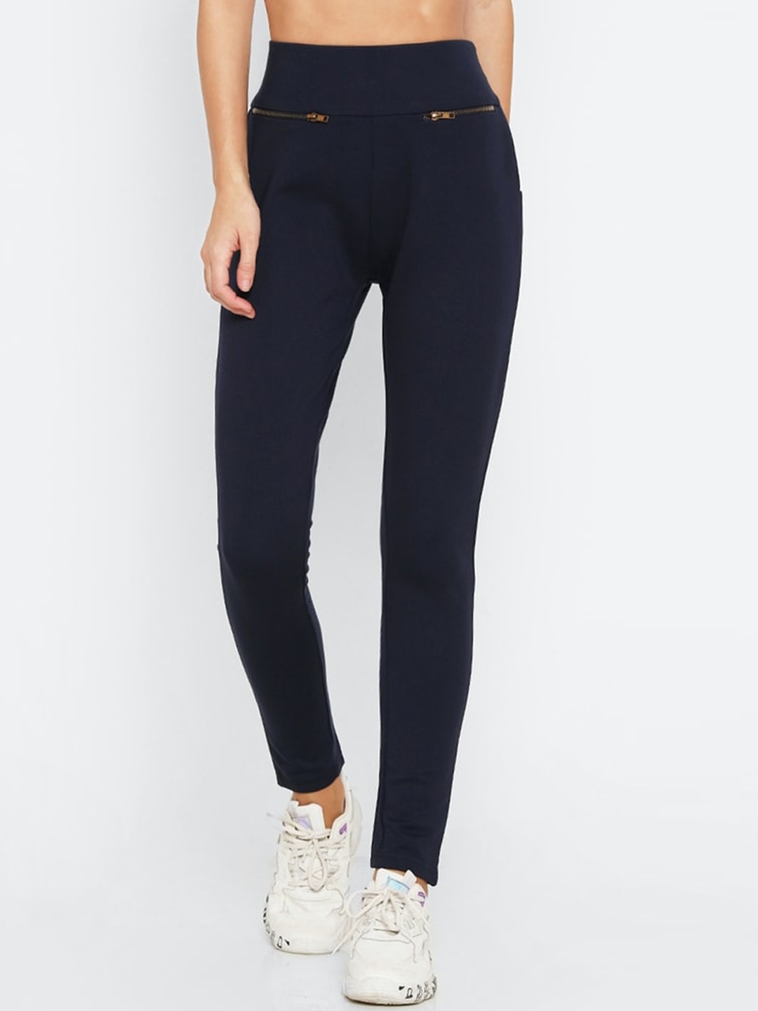 

FOREVER 21 Women Blue Solid Ankle-Length Leggings