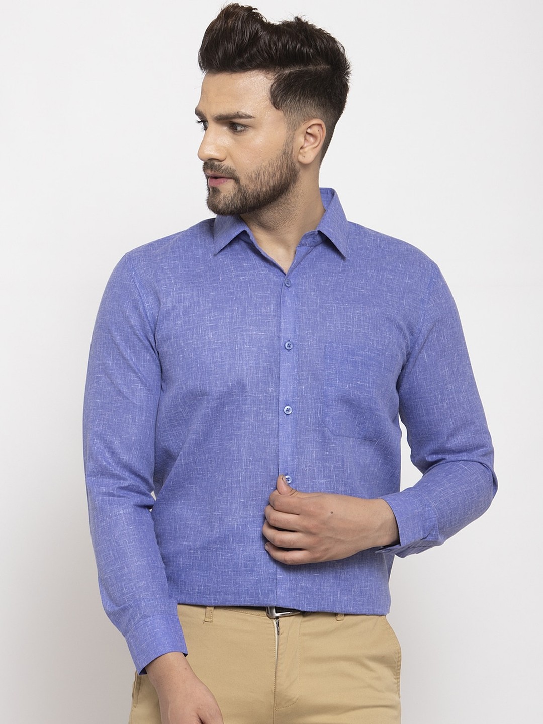 

JAINISH Men Blue Regular Fit Self Design Casual Shirt