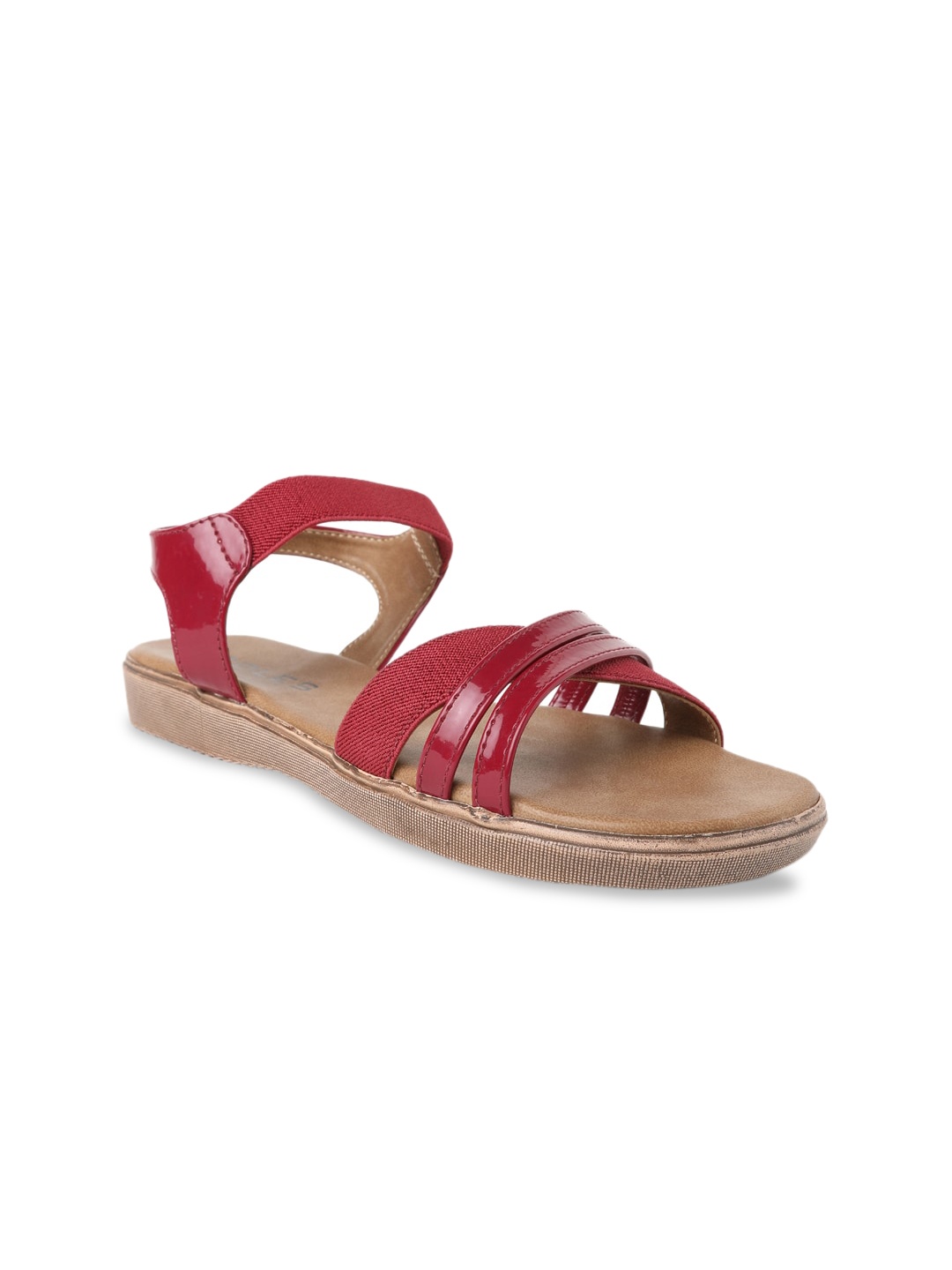 

SOLES Women Maroon Solid Faux Fur Open Toe Flats
