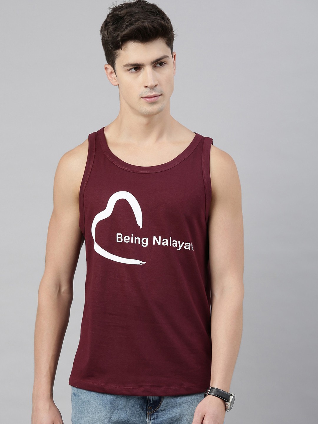 

Bushirt Men Maroon Printed Round Neck Cotton Pure Cotton T-shirt