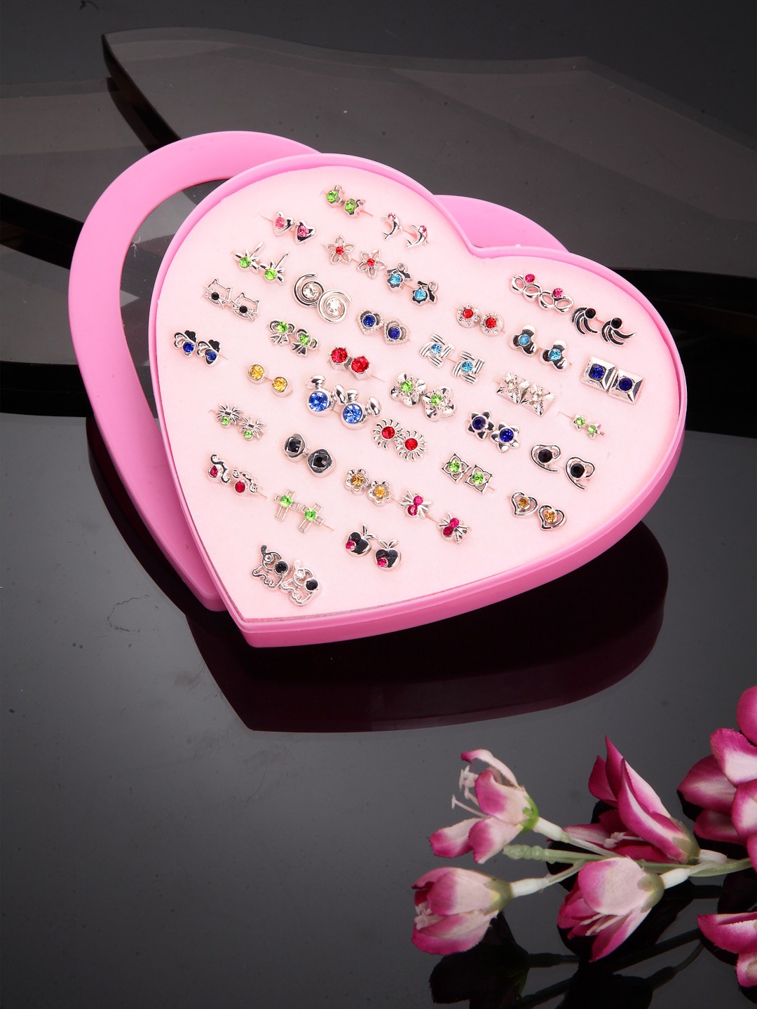 

Shining Diva Fashion Set Of 36 Contemporary Studs Earrings, Multi