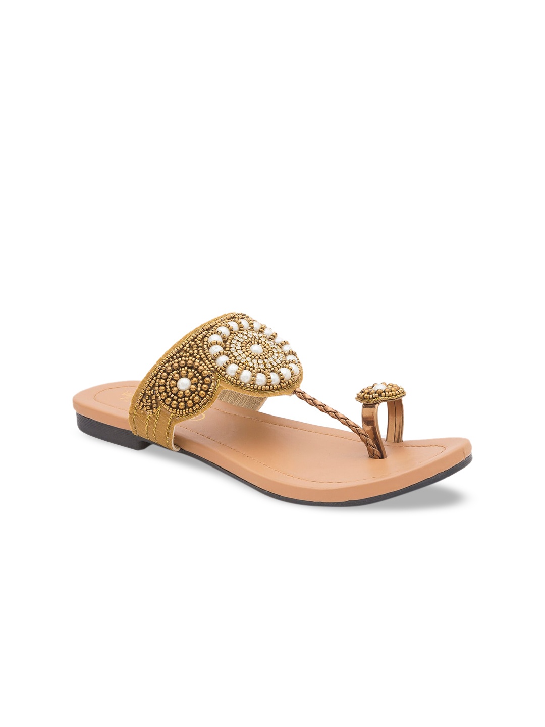 

WALK N STYLE COLLECTION Women Beige Embellished One Toe Flats