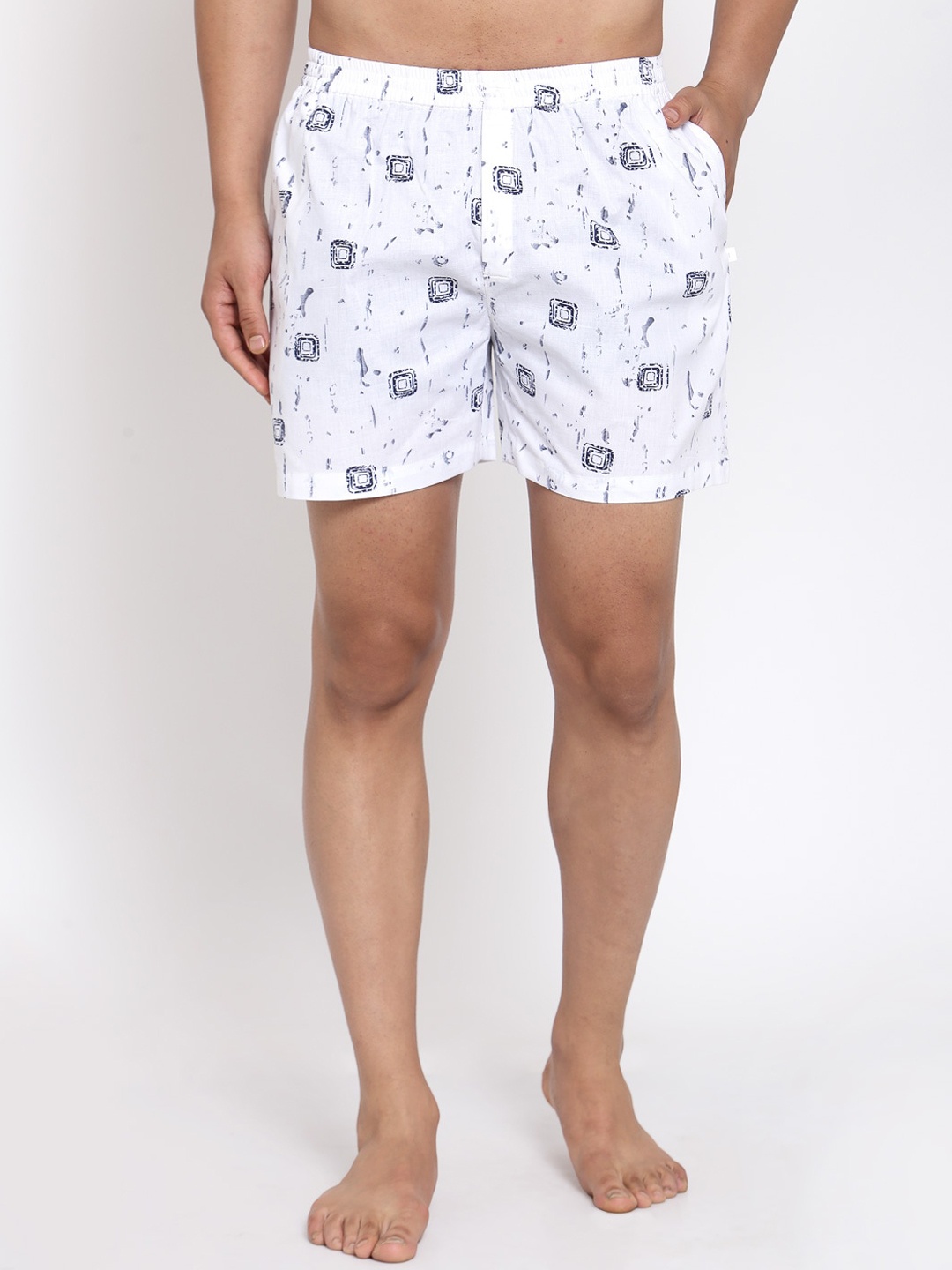 

Badoliya & Sons Men White & Black Printed Pure Cotton Boxers