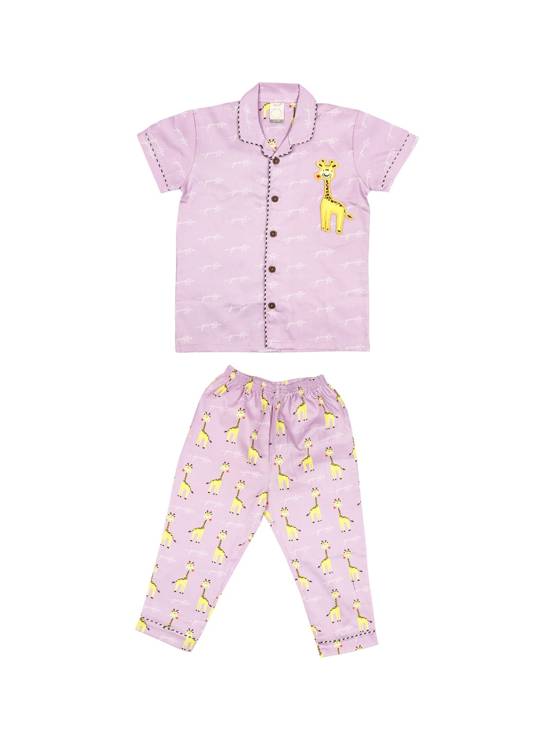 

CASA DE NEE NEE Kids Purple & Yellow Pure Cotton Printed Night Suit GR5PR4Y