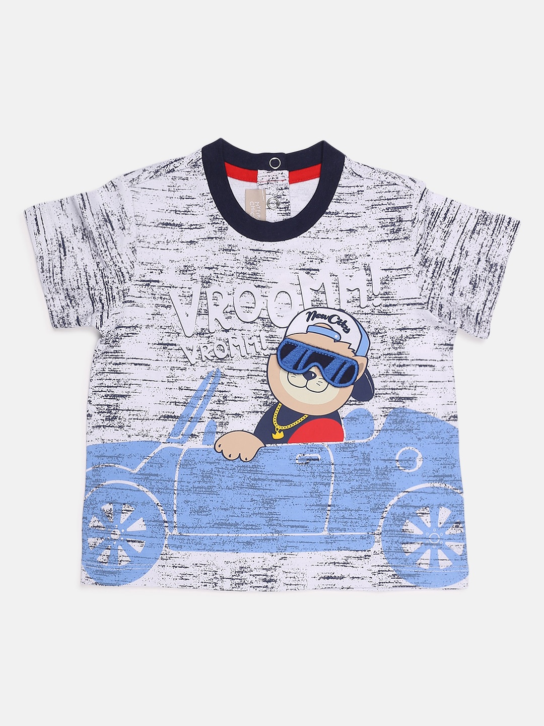 

Chicco Boys White Blue Printed Round Neck Pure Cotton T-shirt
