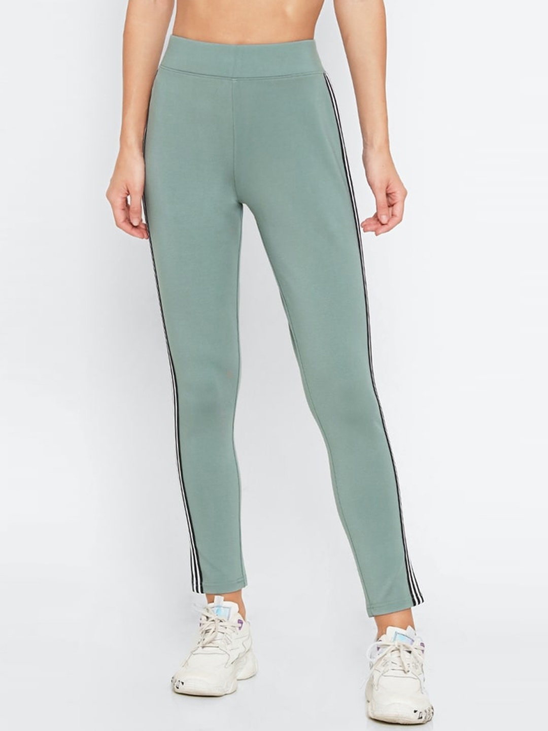 FOREVER 21 Women Sea Green Solid Classic Knit Leggings