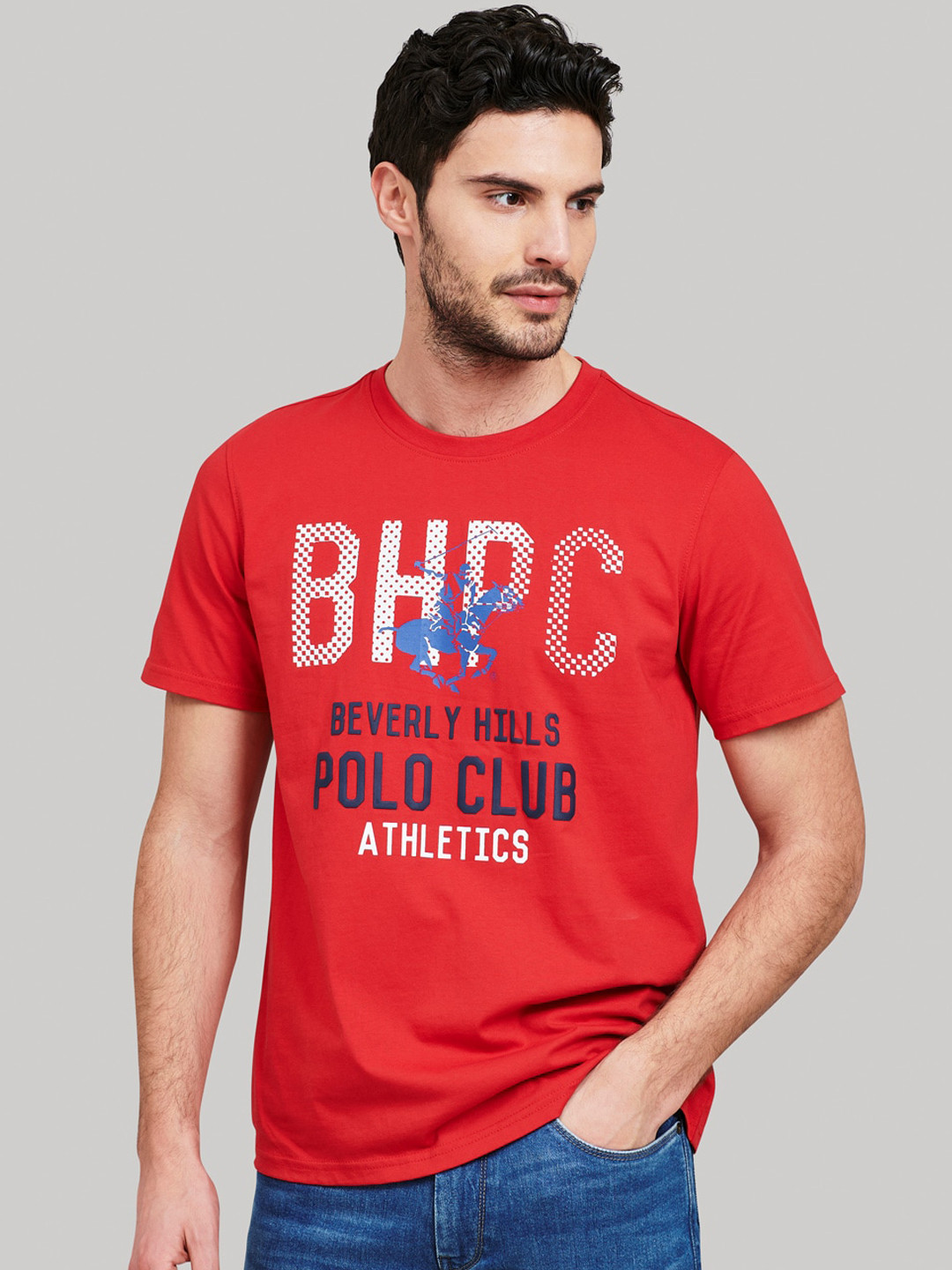 

Beverly Hills Polo Club Men Red Printed Round Neck T-shirt