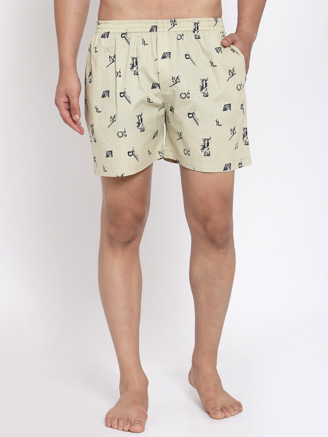 

Badoliya & Sons Men Beige & Black Printed Boxers