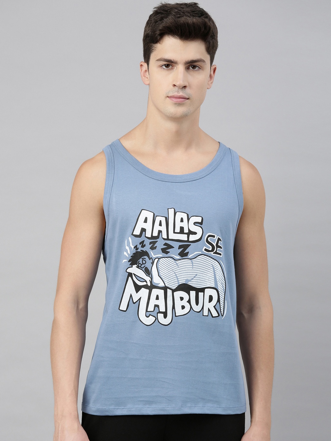 

Bushirt Men Turquoise Blue Printed Turquoise Round Neck T-shirt