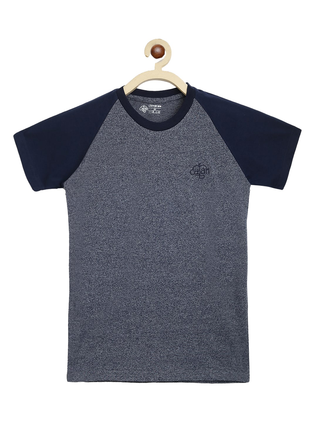 

CHIMPRALA Boys Navy Blue & Denim Solid Round Neck Sports T-shirt