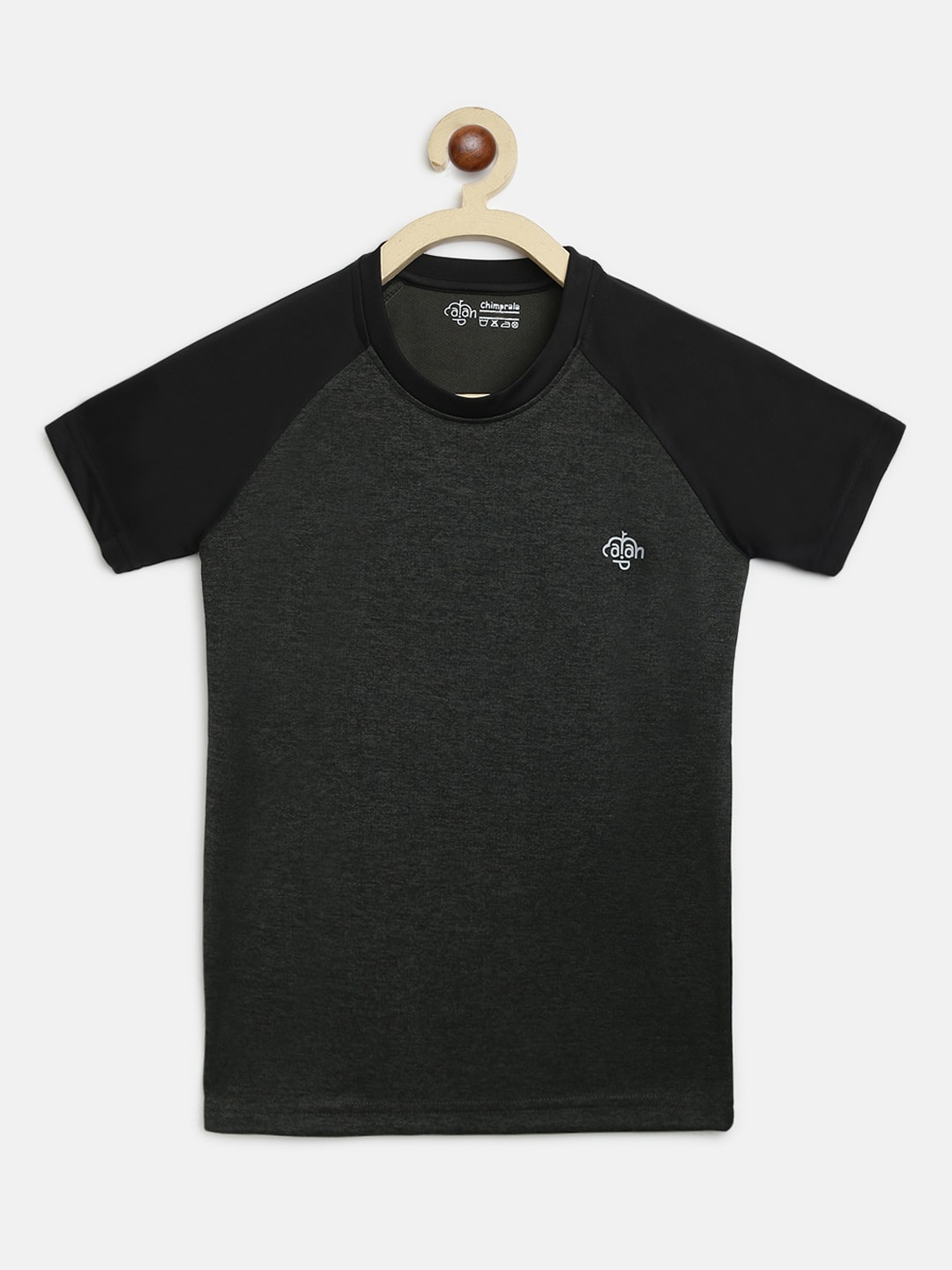 

CHIMPRALA Boys Charcoal Colourblocked Round Neck Sports T-shirt