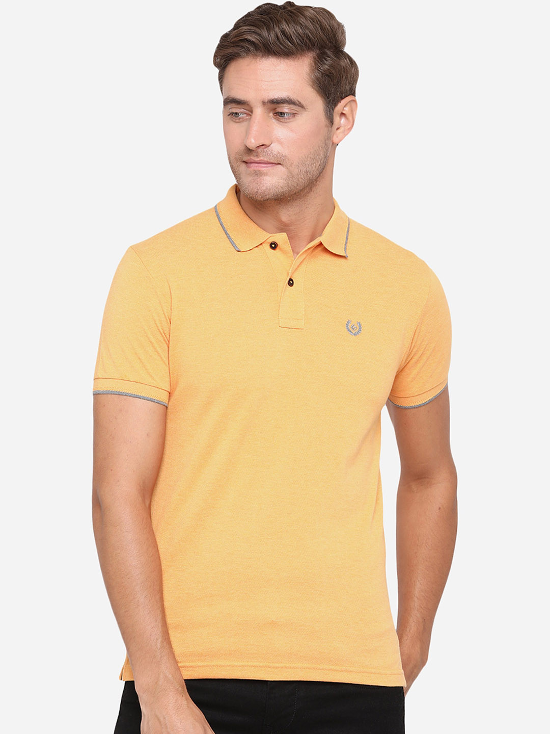 

Greenfibre Men Yellow Solid Polo Collar T-shirt