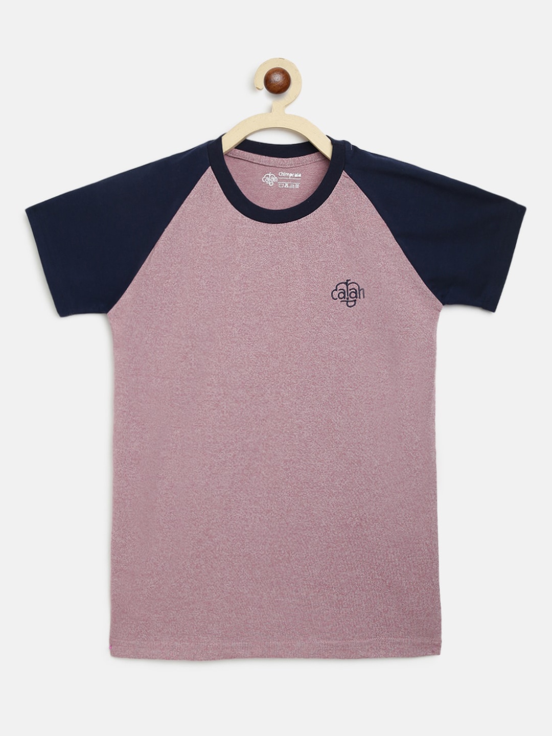 CHIMPRALA Boys Pink Colourblocked Round Neck Sports T-shirt