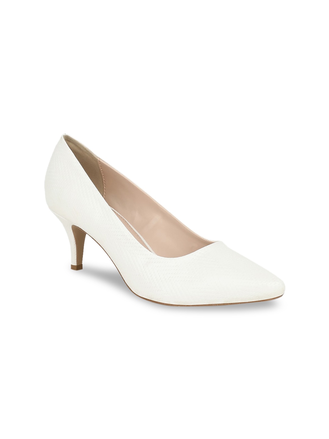 

Bata Women White Woven Design Pumps